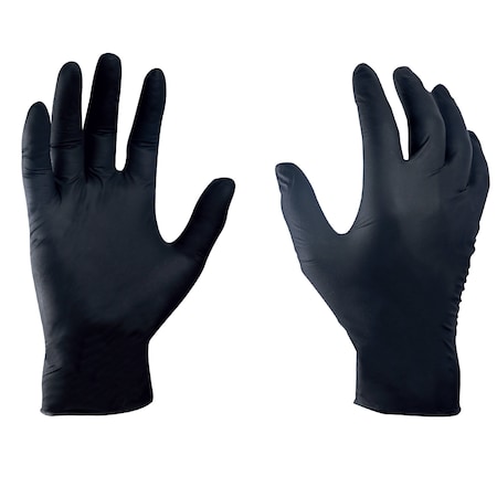 Ge Disposable Gloves, 4 mil Palm, Nitrile, Powder-Free, S, Black GG601S